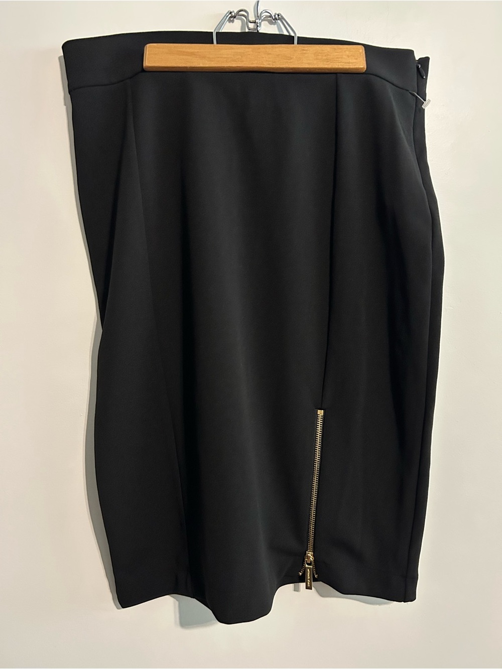 Michael Kors Black Pencil Skirt with Gold Zip Accent